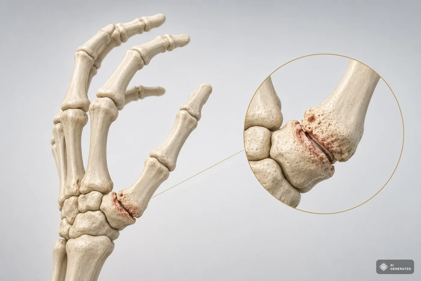 Anatomische Darstellung des Daumensattelgelenks mit Knorpelverschleiss bei Rhizarthrose